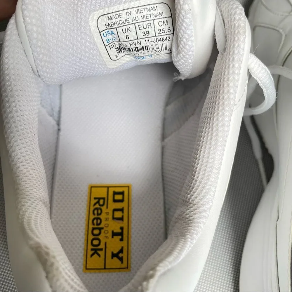 Reebok All White DMX Ride Oil Resistant Sneakers Women’s Size 8 1/2 Wide EUC